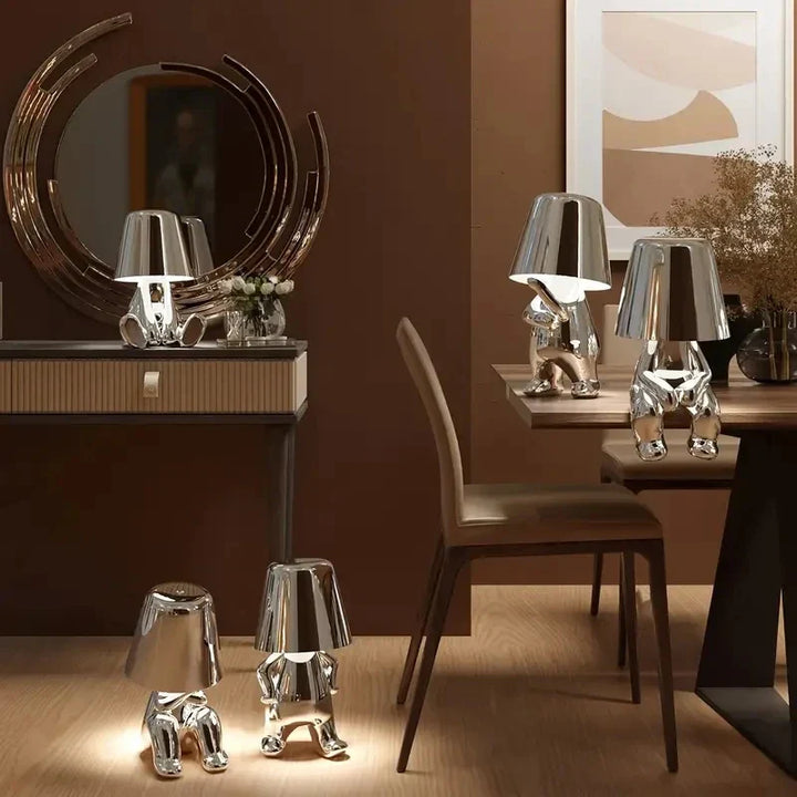 Modern LED table lamp in sculpture design – Decorative statue lamp for living room | Bowlift