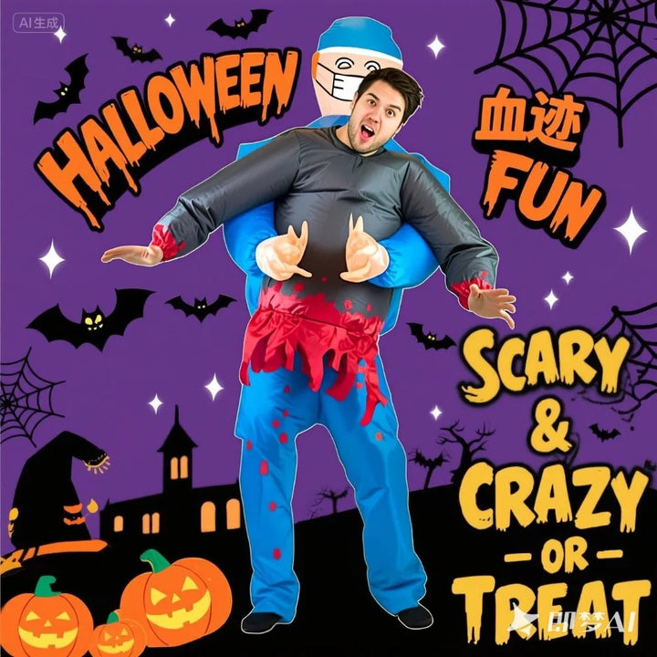 BowLift | Inflatable Halloween Surgeon Costume with Ghost – Funny & Creepy Adult Costume