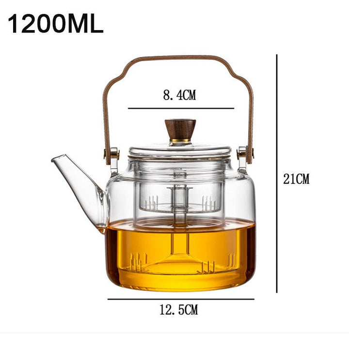 BowLift | Grijzen Teapot | Wood-Glass Tea Brewer 1L for Tea Lovers