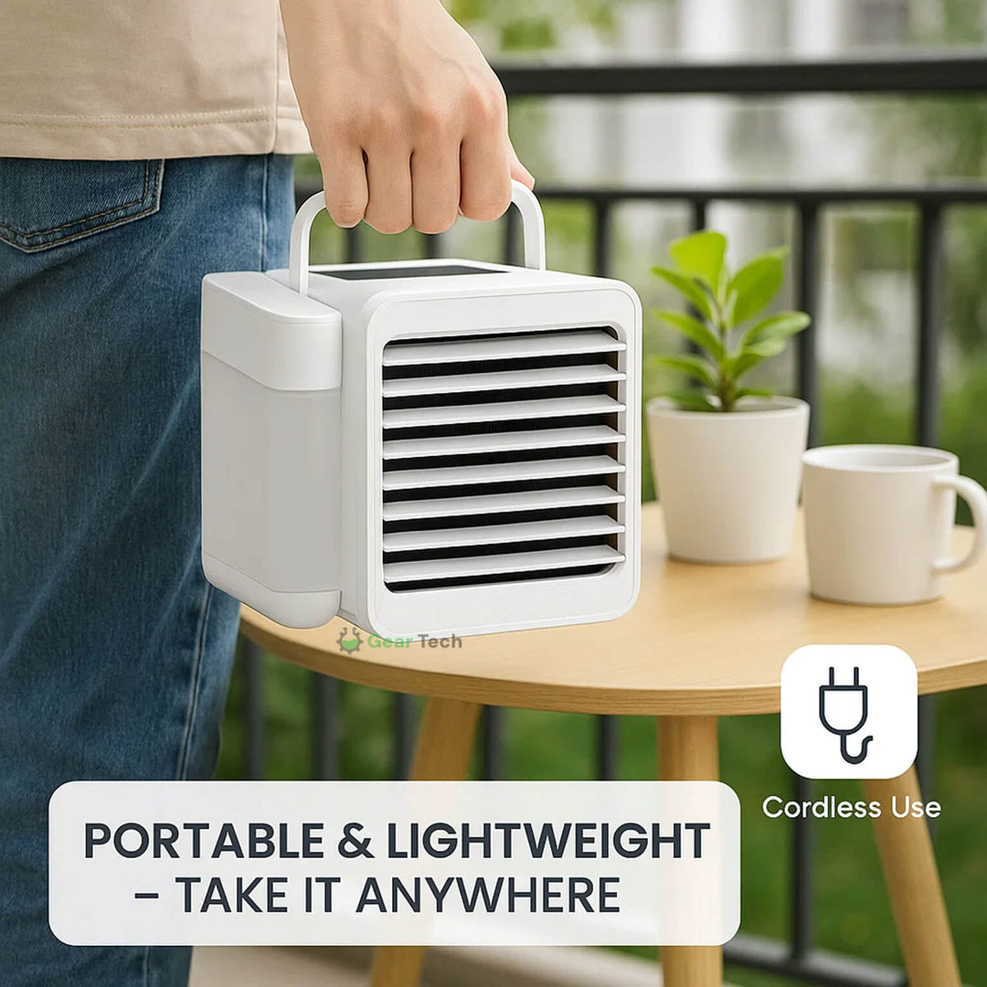 MicroCool Mini Air Conditioner Portable Evaporative Swamp Cooler with 1000ml Water Tank | Bowlift