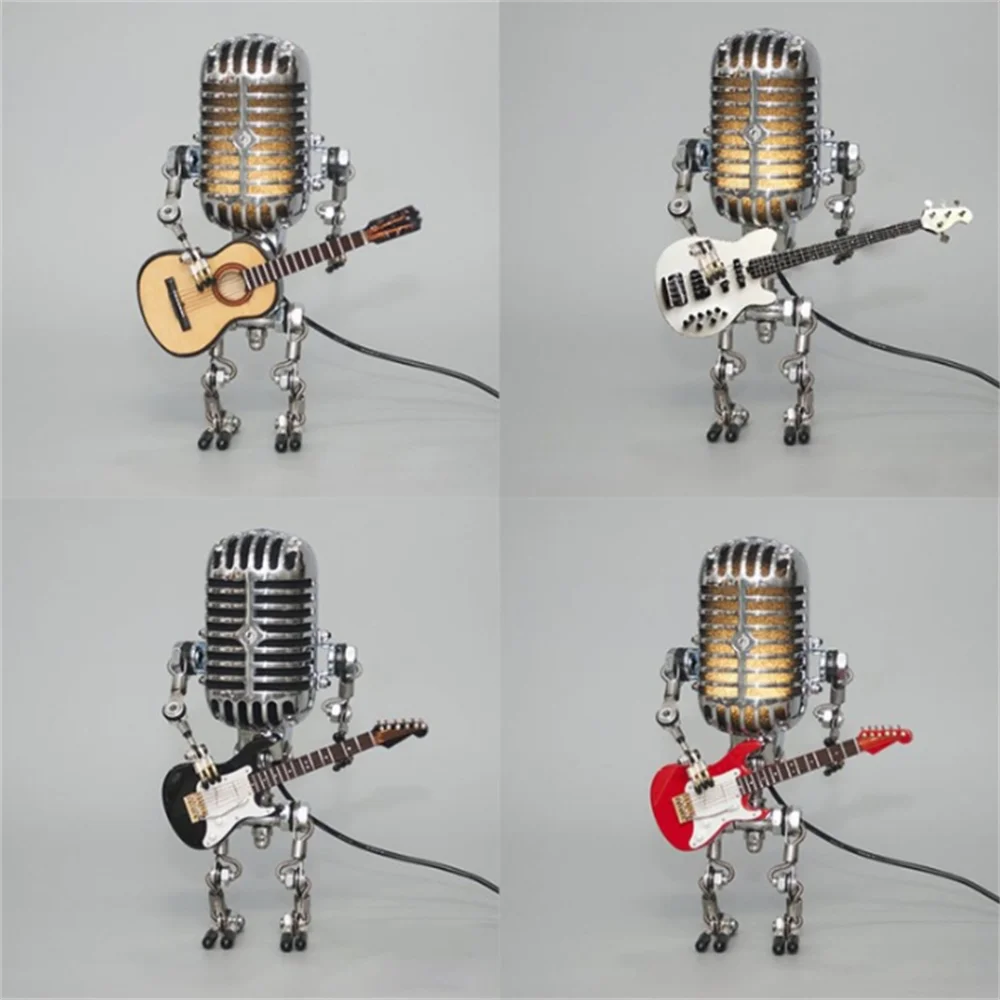 BowLift | Designer table lamp robot with guitar for modern and creative interiors