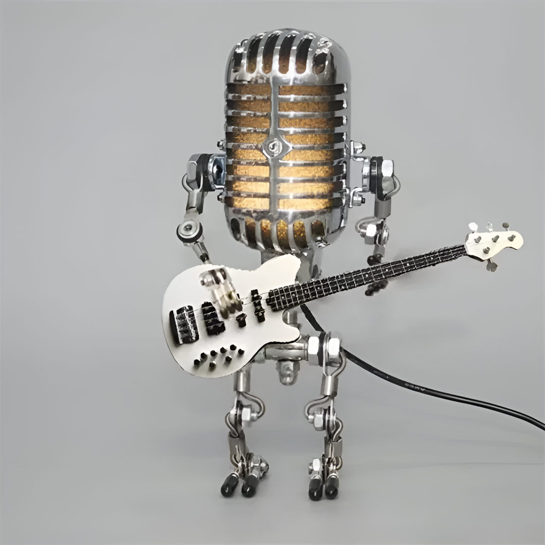 Robot lamp with guitar – LED decor in vintage style for desk | Bowlift