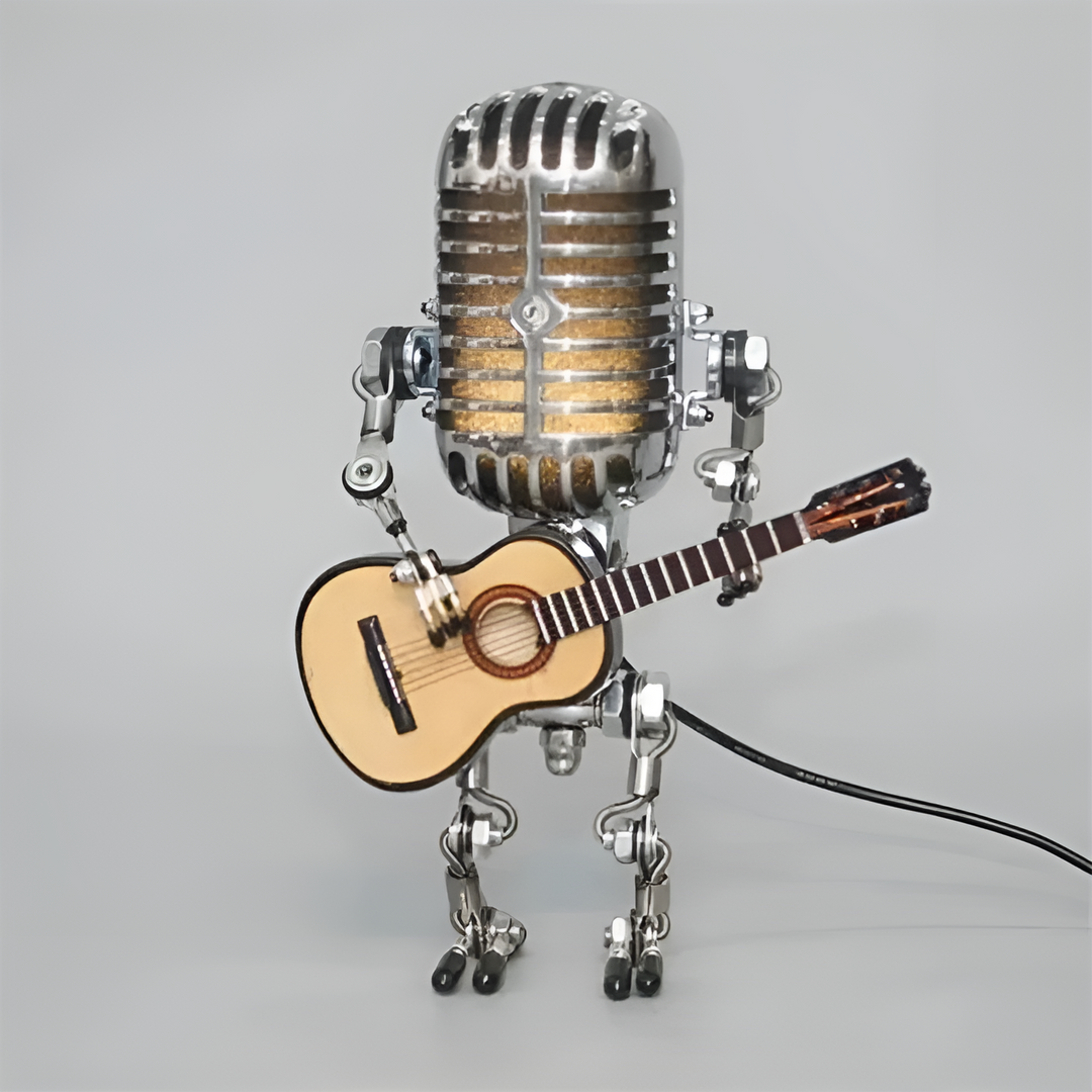Robot lamp with guitar – LED decor in vintage style for desk | Bowlift