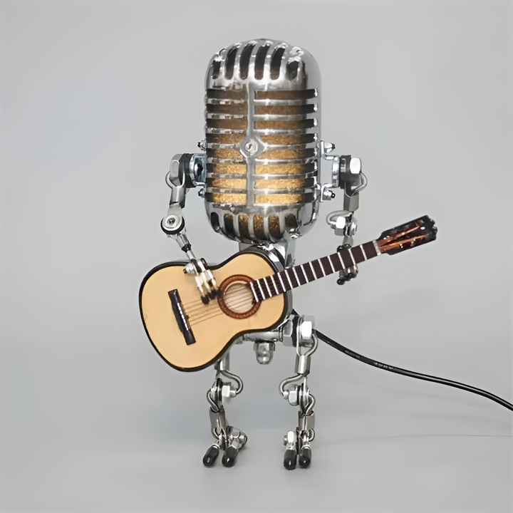 Robot lamp with guitar – LED decor in vintage style for desk | Bowlift