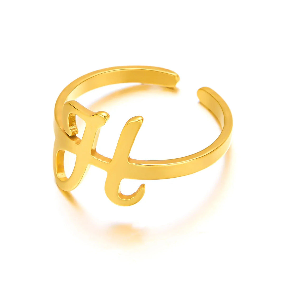 BowLift | Adjustable Italic Cursive Letter Initial Ring