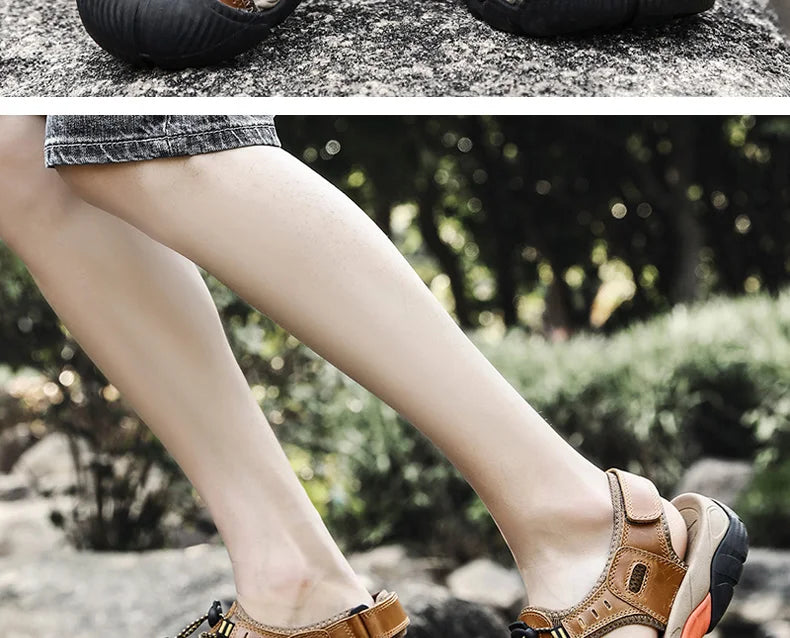 BowLift | Summer Men's Outdoor Sandals Beach Shoes Genuine Leather Trekking Hiking