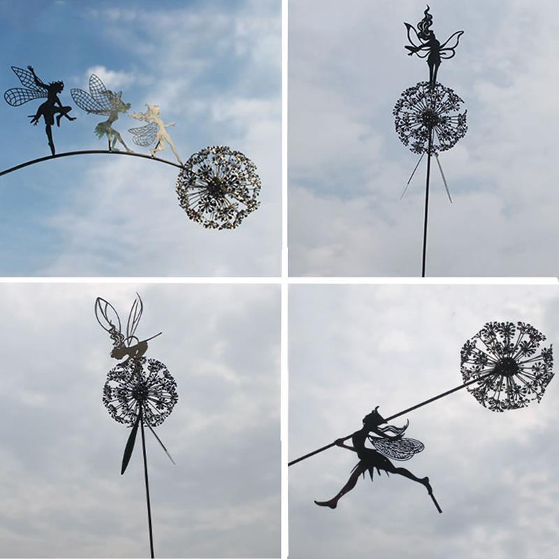 BowLift | Fairies and Dandelions Dancing Together Sculpture for Outdoor Garden