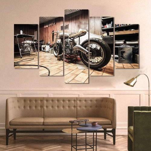 5 Piece Abstract Vintage Garage  - Canvas Wall Art Painting | Bowlift