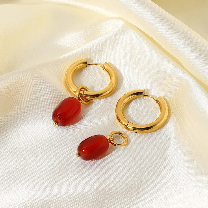 BowLift | Dainty Carnelian Huggie Hoop Earrings
