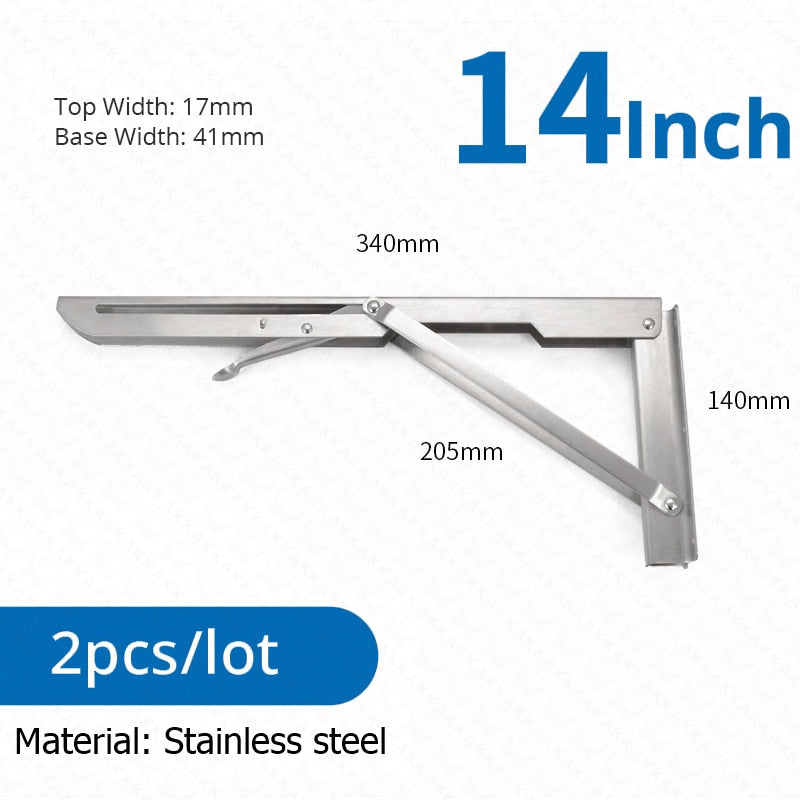 BowLift | 2-piece set collapsible shelf brackets, heavy-duty, made of stainless steel for tables, motorhomes and space-saving