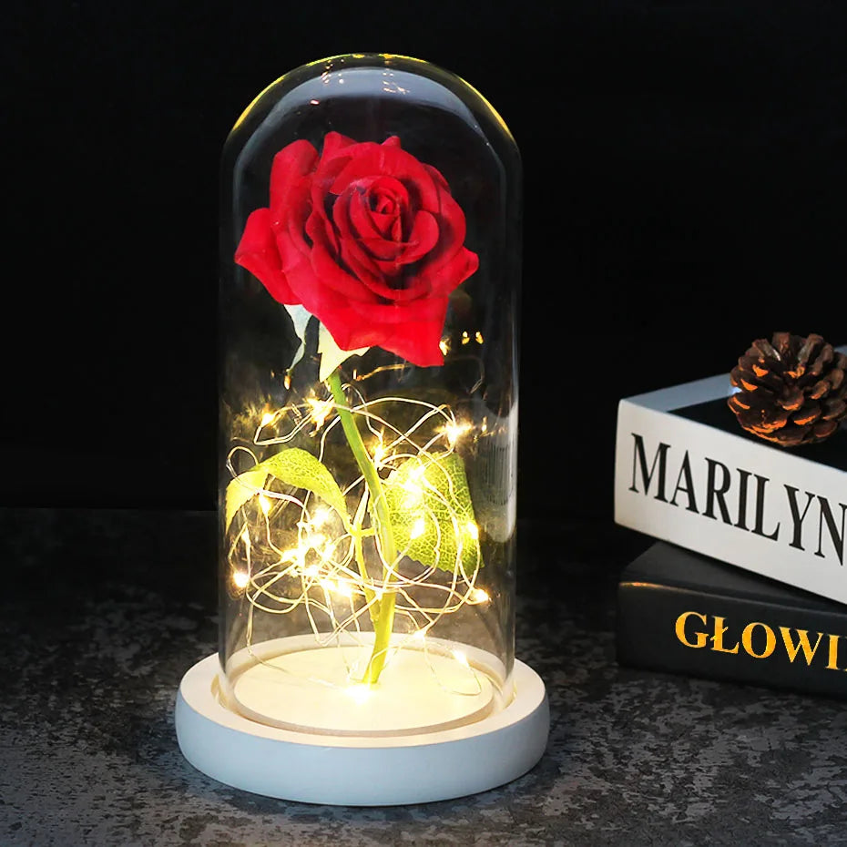 BowLift | Eternal Rose in Glass Dome | Handpicked, LED Lit & Ideal for Romantic Gifts and Home Decor