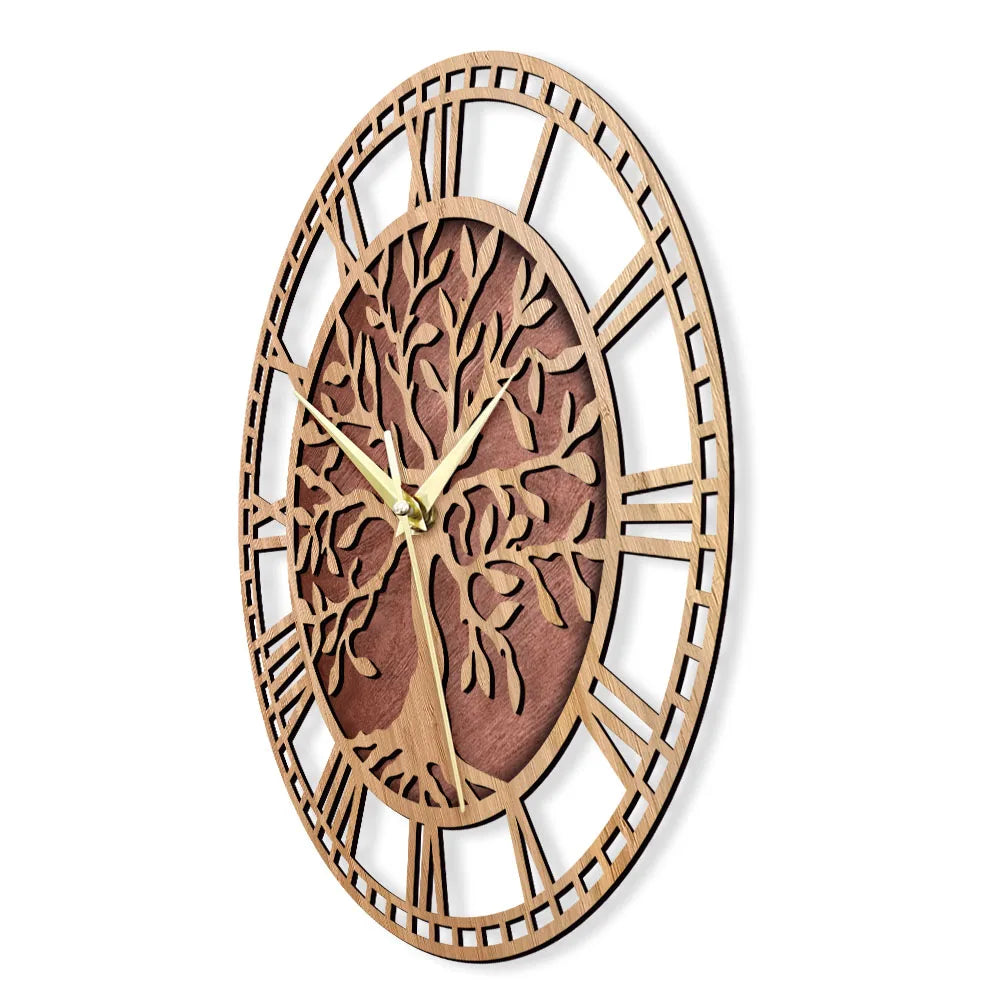 BowLift | WoodArt | Rustic wall clock made of wood in vintage style
