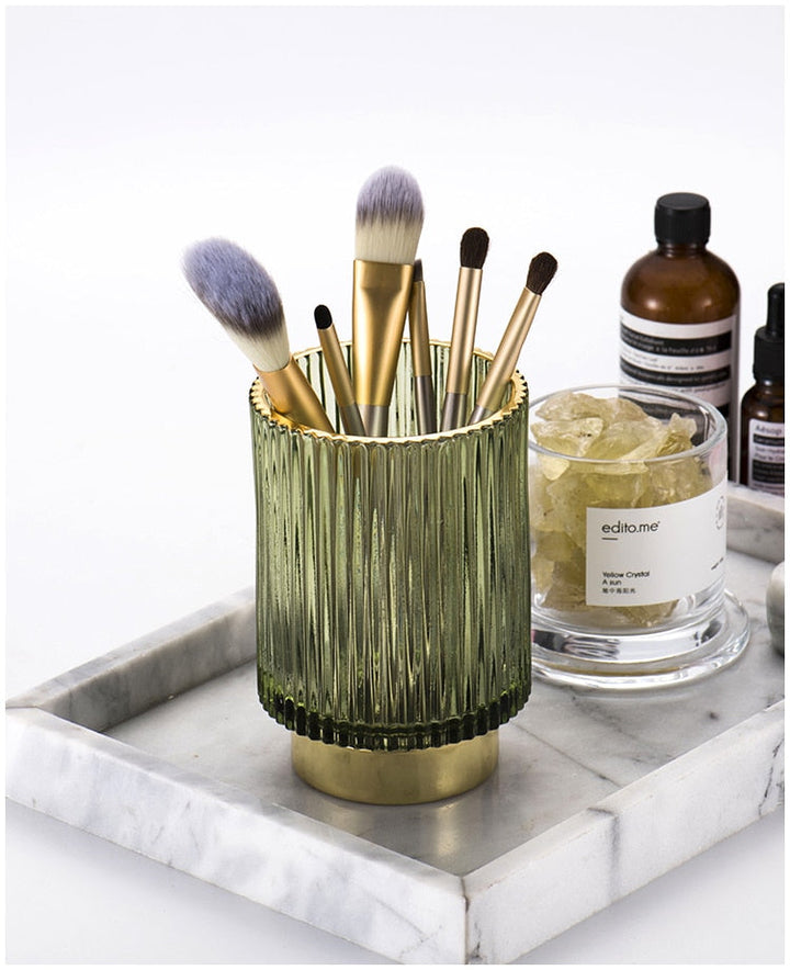 BowLift | Elise Gold Foil Glass Makeup Halter & Organizer