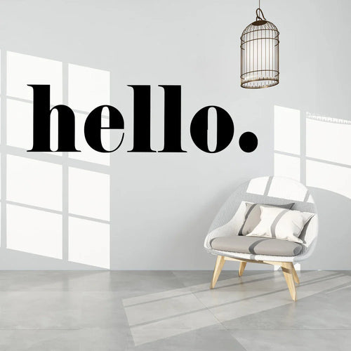Big Hello Wall Sticker Modern Typography Welcome Signage Removable Peel and Stick PVC Vinyl Wall Decal For Foyer Entrance Hallway Creative DIY Wall Decor | Bowlift