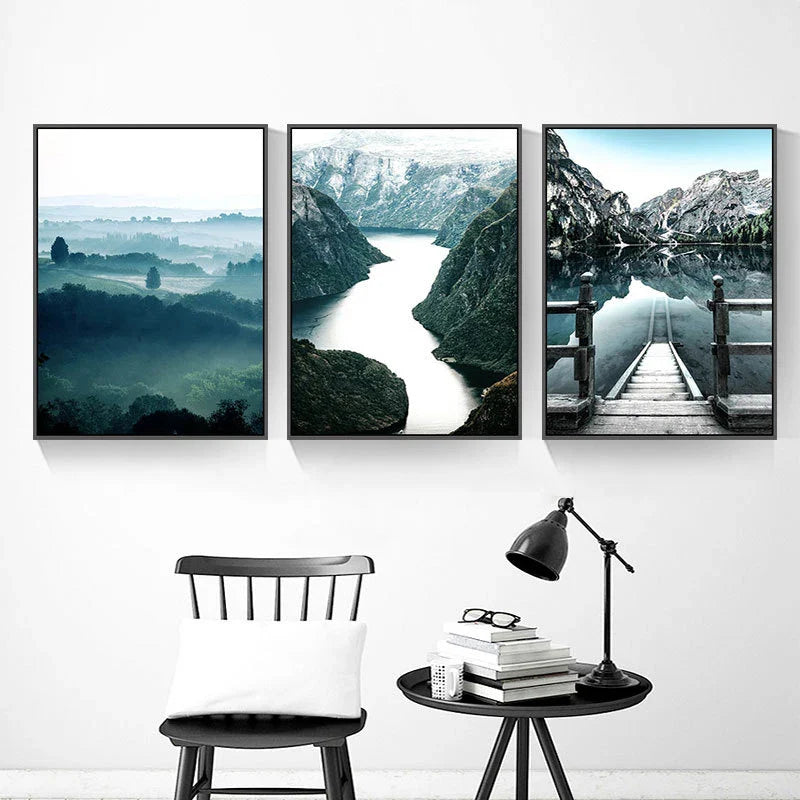 Mountain Lake Wilderness Landscape Wall Art Fine Art Canvas Prints Posters Pictures Of Calm For Living Room Dining Room Decor | Bowlift