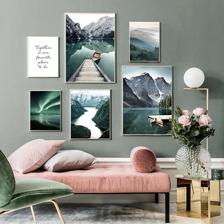 Mountain Lake Wilderness Landscape Wall Art Fine Art Canvas Prints Posters Pictures Of Calm For Living Room Dining Room Decor | Bowlift