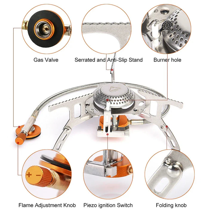 BowLift | FlameTrek Gas Stove | Compact & Powerful | For Outdoor, Camping & Trekking | Includes Transport Box