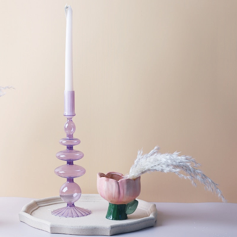 BowLift | Lilac Candle Holder made of Glass