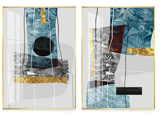 Abstract Minimalist Blue Nordic Ice Geometric Wall Art Fine Art Canvas Prints Posters Pictures For Modern Apartment Living Room Art Decor | Bowlift