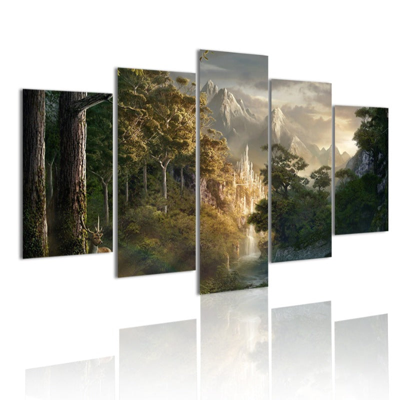 5 Piece Abstract Nature Scenery - Canvas Wall Art Painting | Bowlift