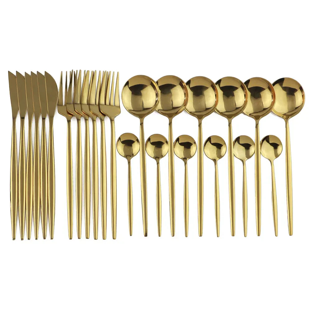 BowLift | Luxury Black-Gold Stainless Steel Cutlery Set - for Elegant Meals
