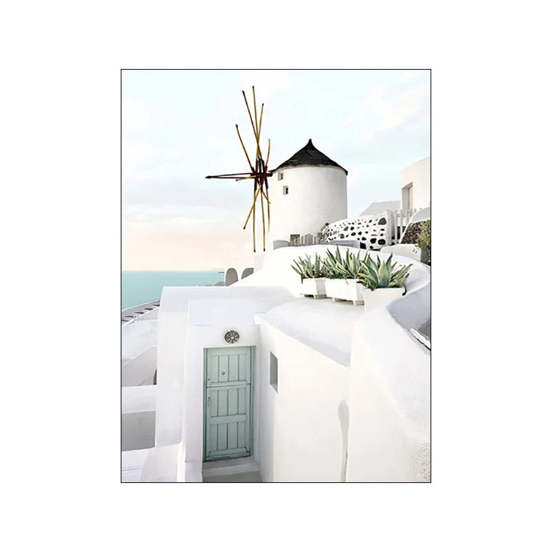 Greek Island Landscape Gallery Wall Art Fine Art Canvas Prints Pictures Of Santorini Posters For Living Room Bedroom Inspirational Art For Modern Living | Bowlift