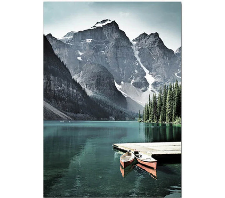 Mountain Lake Wilderness Landscape Wall Art Fine Art Canvas Prints Posters Pictures Of Calm For Living Room Dining Room Decor | Bowlift