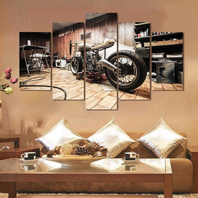 5 Piece Abstract Vintage Garage  - Canvas Wall Art Painting | Bowlift