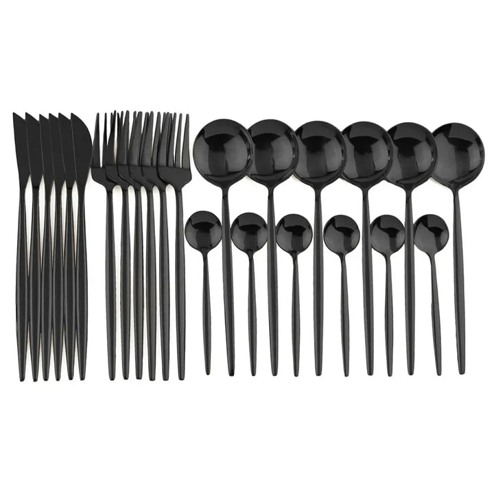 BowLift | Luxury Black-Gold Stainless Steel Cutlery Set - for Elegant Meals