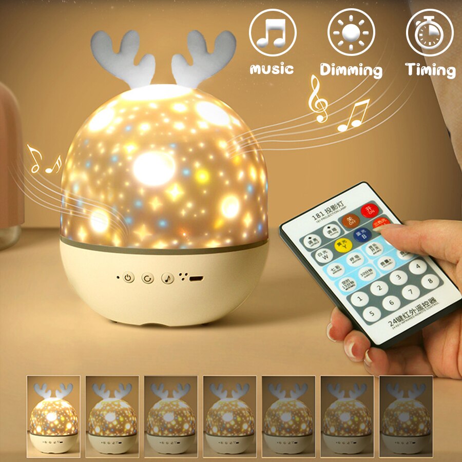 BowLift | Rotating Deer Music Star Projector Night Lamp