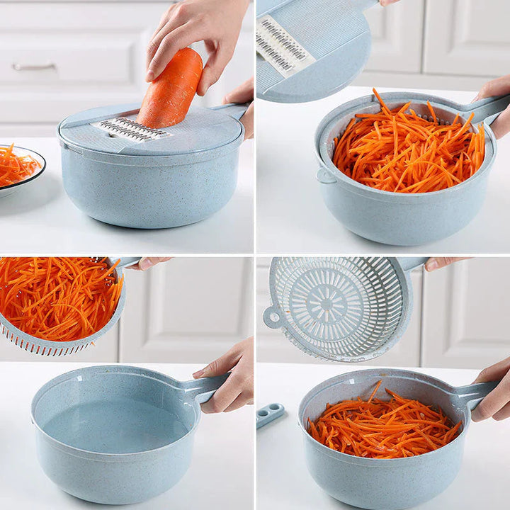BowLift | Multifunctional Vegetable Grater with Sieve – 3-in-1 Kitchen Grater for Vegetables & Fruits | Practical Kitchen Helper with Collection Tray