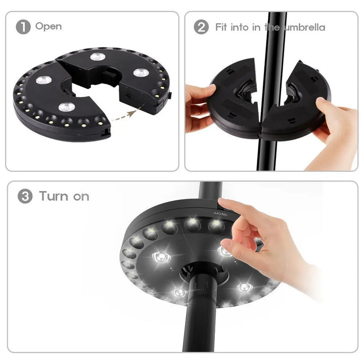 BowLift | Umbrella light LUMIROOF | 3 brightness levels | Wireless & tool-free | For garden, balcony & camping