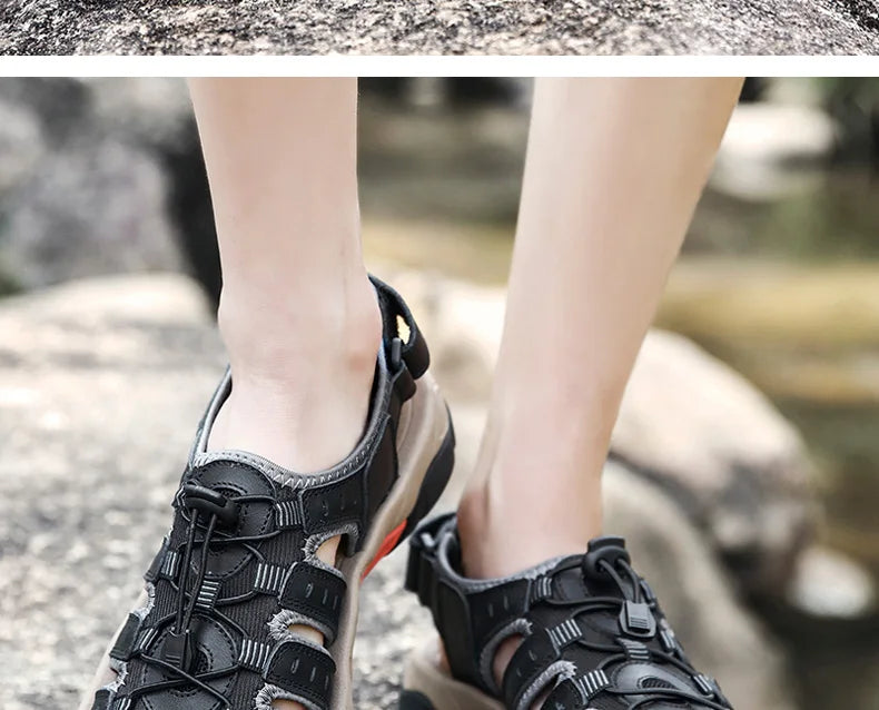 BowLift | Summer Men's Outdoor Sandals Beach Shoes Genuine Leather Trekking Hiking