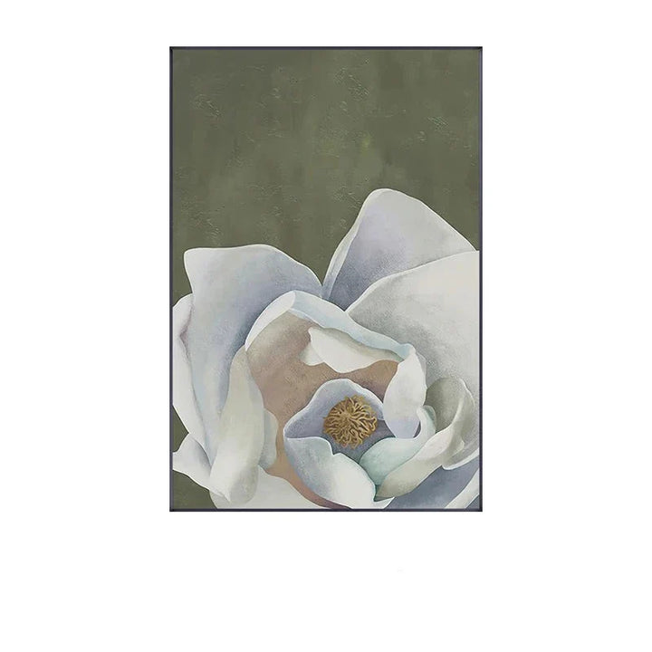 Scandinavian Big Floral Wall Art Fine Art Canvas Prints White Petal Flower Posters Modern Botanical Pictures For Foyer Living Room | Bowlift