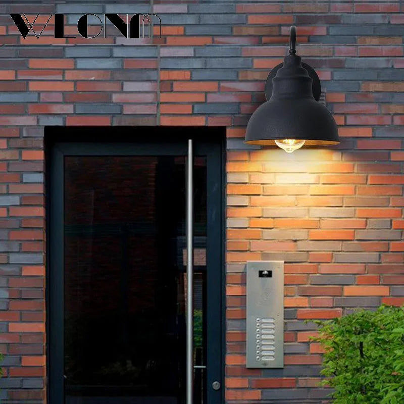 BowLift | Waterproof Retro Outdoor Garden Porch Wall Light: Vintage Iron Wall Lamp for Corridor, Staircase, Courtyard, Balcony, Villa