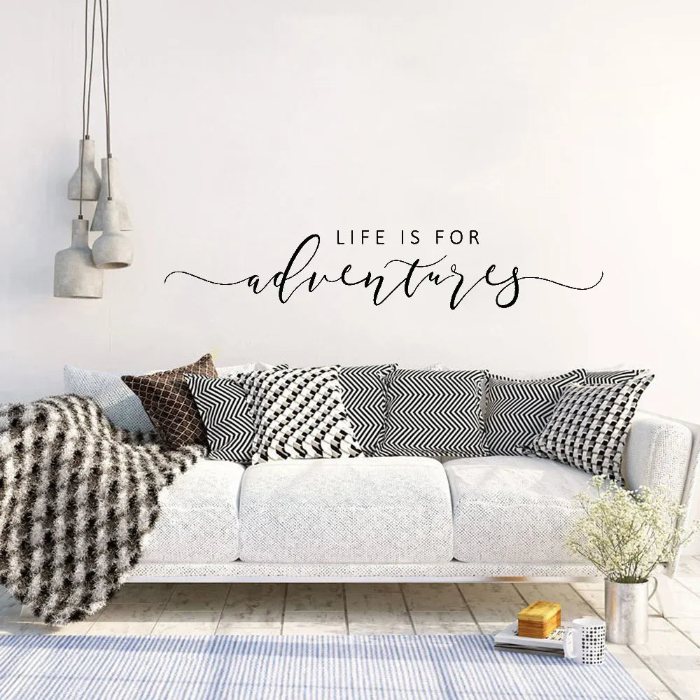 Adventures Quote Wall Sticker Removable PVC Vinyl Wall Decal Daily Mantra Decoration Inspirational Creative DIY Home Decor For Living Room Bedroom Study Room | Bowlift