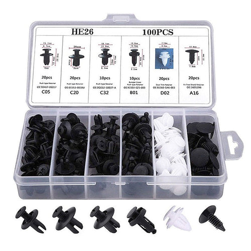 BowLift | 100pcs Auto Fastener Pin Rivet Bumper Car Clip Kit