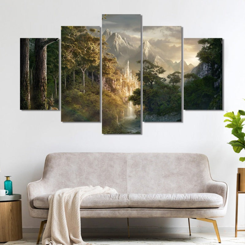 5 Piece Abstract Nature Scenery - Canvas Wall Art Painting | Bowlift
