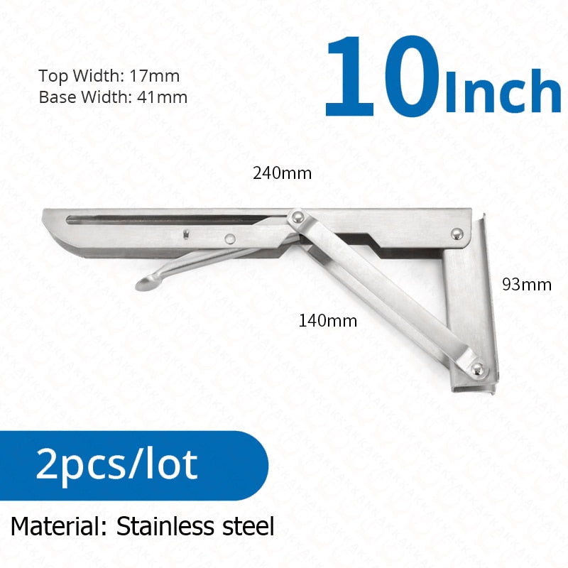 BowLift | 2-piece set collapsible shelf brackets, heavy-duty, made of stainless steel for tables, motorhomes and space-saving