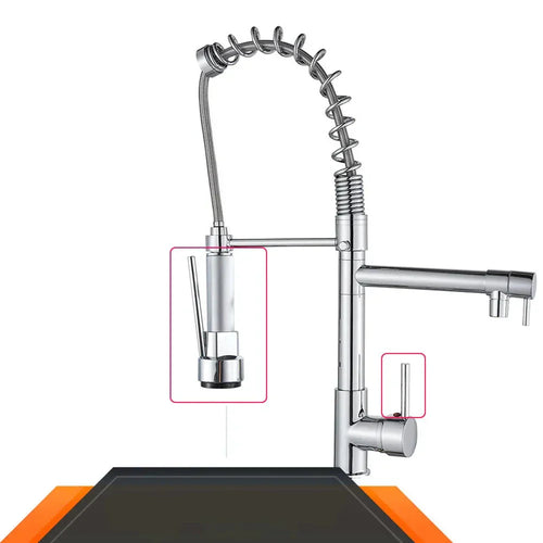 Retractable Faucet with Double Spout – Flexible Faucet for Sink, High Pressure, Swivel, Ideal for Modern Kitchens, Easy Installation | Bowlift
