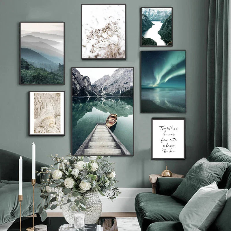 Mountain Lake Wilderness Landscape Wall Art Fine Art Canvas Prints Posters Pictures Of Calm For Living Room Dining Room Decor | Bowlift