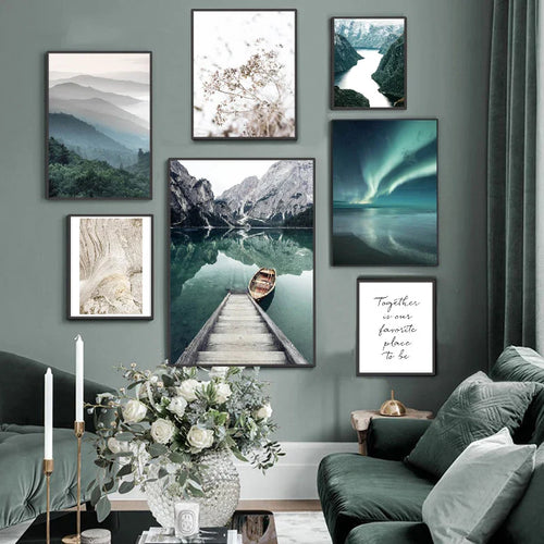 Mountain Lake Wilderness Landscape Wall Art Fine Art Canvas Prints Posters Pictures Of Calm For Living Room Dining Room Decor | Bowlift
