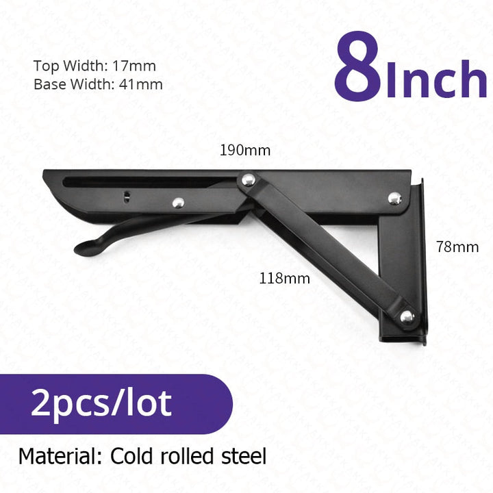BowLift | 2-piece set collapsible shelf brackets, heavy-duty, made of stainless steel for tables, motorhomes and space-saving