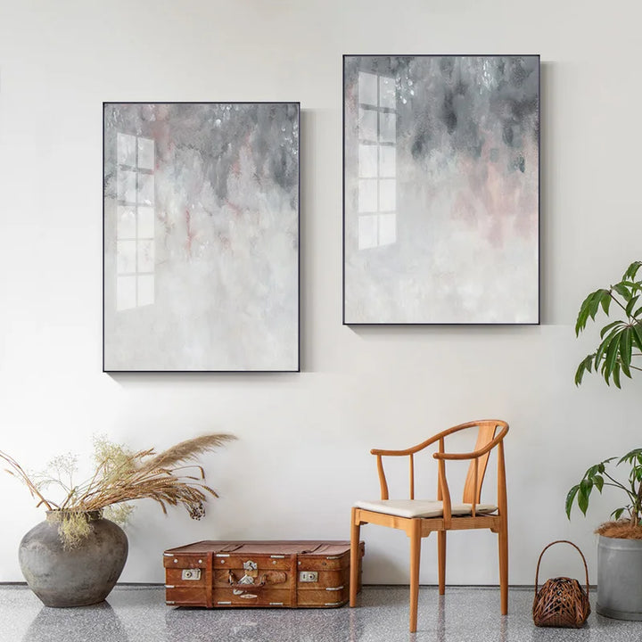 Abstract Shades Of Pink Gray Minimalist Wall Art Fine Art Canvas Prints Pictures For Modern Apartment Living Room Art Decor | Bowlift