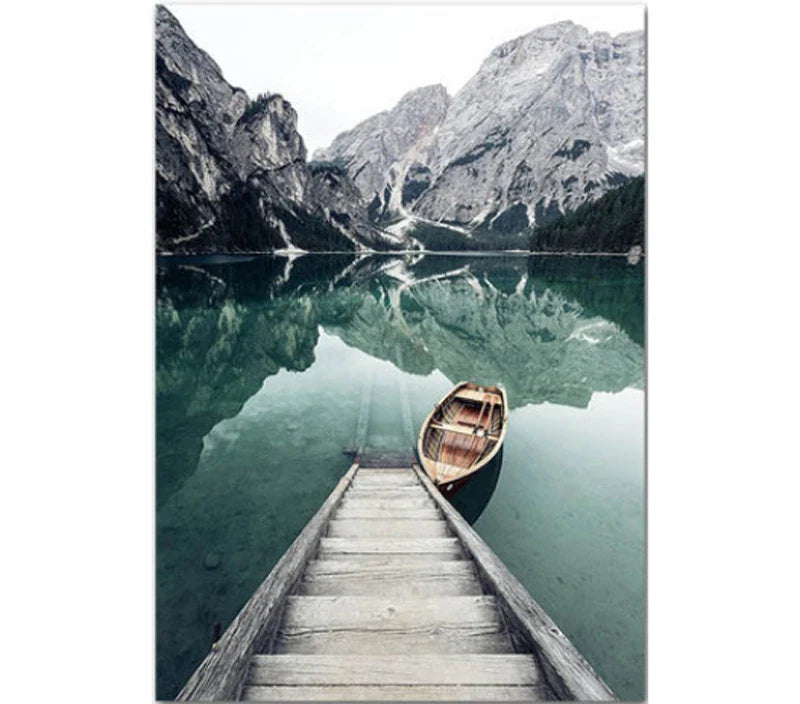 Mountain Lake Wilderness Landscape Wall Art Fine Art Canvas Prints Posters Pictures Of Calm For Living Room Dining Room Decor | Bowlift