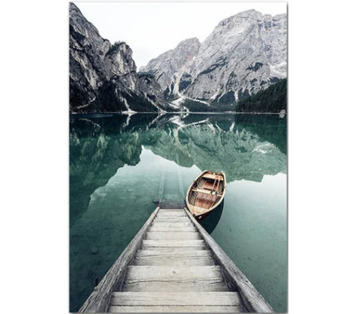 Mountain Lake Wilderness Landscape Wall Art Fine Art Canvas Prints Posters Pictures Of Calm For Living Room Dining Room Decor | Bowlift