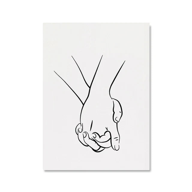 Romantic Lovers Minimalist Figure Art Line Art Wall Art Fine Art Canvas Prints Pictures For Bedroom Living Room Home Office Decor | Bowlift