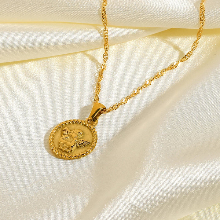 BowLift | 18k Dainty Textured Angel Pendant Necklace