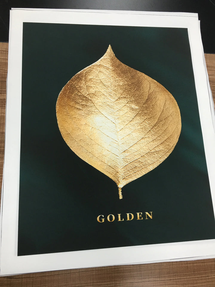 Set of 3Pcs Golden Leaf Wall Art Minimalist Nordic Tropical Plants Fine Art Canvas Prints Pictures For Living Room Dining Room Art Decor | Bowlift