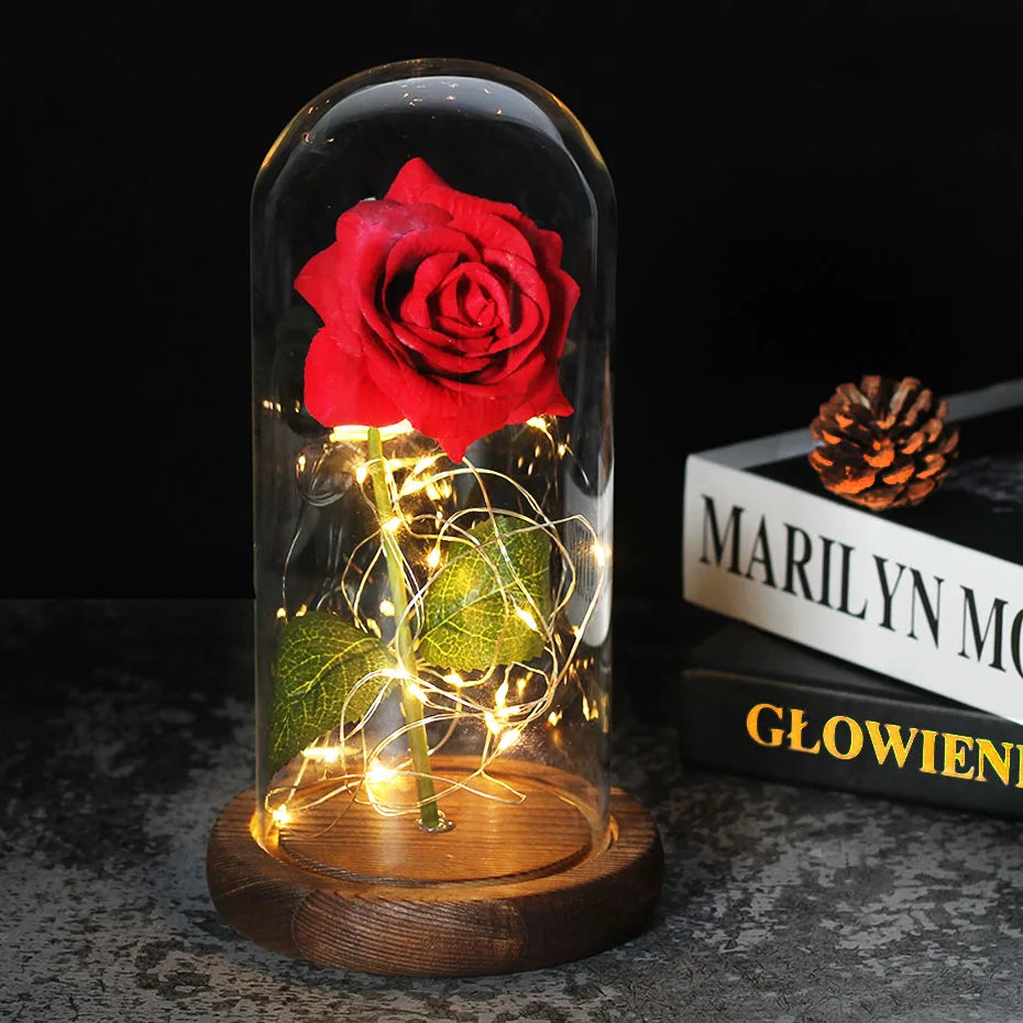 BowLift | Eternal Rose in Glass Dome | Handpicked, LED Lit & Ideal for Romantic Gifts and Home Decor